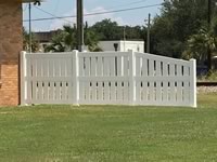 5 foot tall semi-private vinyl fence with custom tapered end